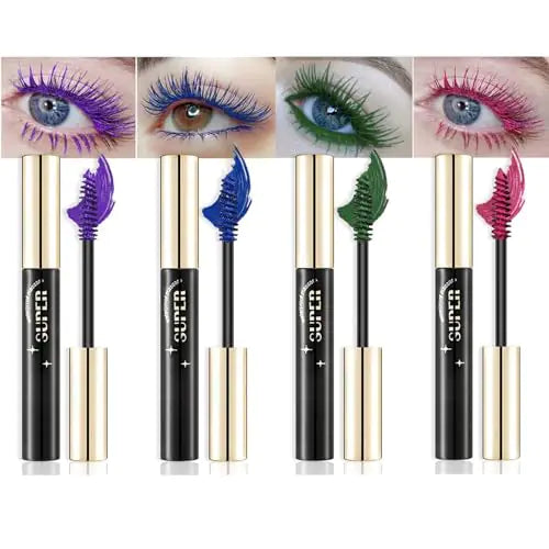 Riroenst Colored Mascara Sets 4 Pcs Colorful Mascara Voluminous Eyelashes Fast Dry Long Lasting Charming Voluminous Mascara for Eyelash Eye Makeup Cruelty Free Vegan