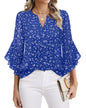 Women's Three-quarters Sleeve Tops Dressy Casual Business Work Blouses Chiffon Office Shirts