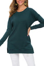 New Versatile Women's Long Sleeved T-shirt Solid Color Round Neck Casual Top