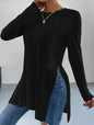 Autumn And Winter Leisure Slit On Both Sides Hem Bottoming Long Sleeve T-shirt