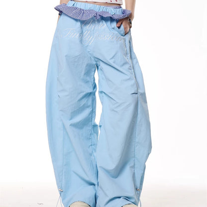 Plaid Stitching Wide Leg Pants Women's Loose Quick-drying Pants