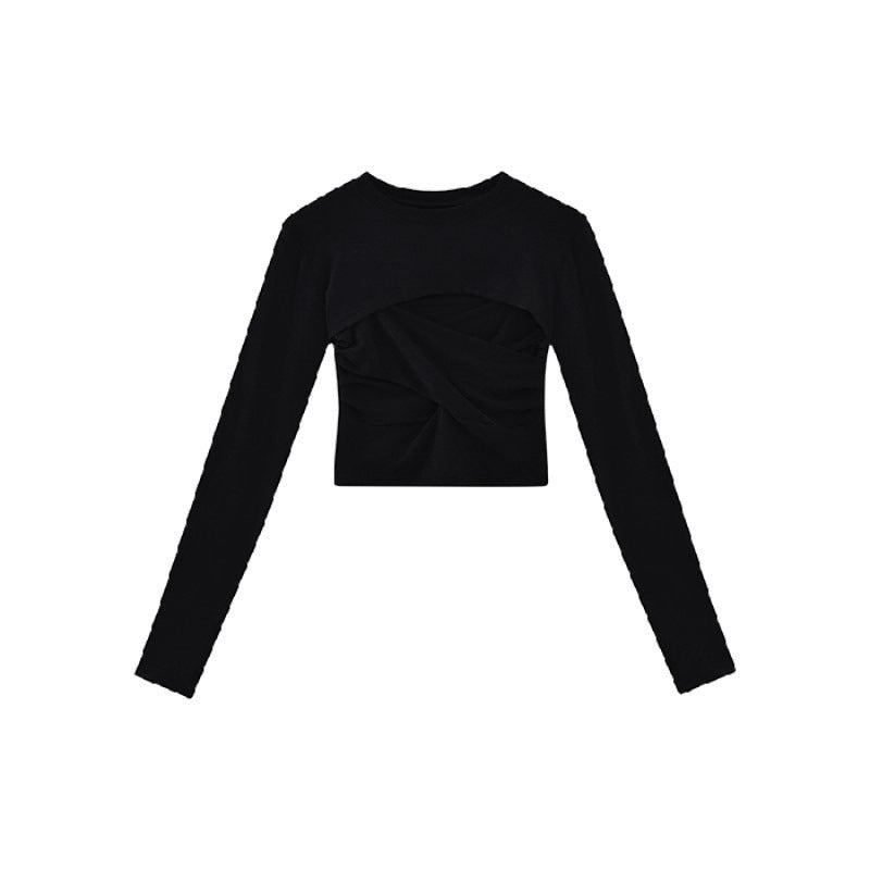 Sexy Pure Desire Style Sling Design Sense Sneaky Design Hot Girl Long Sleeve T-shirt