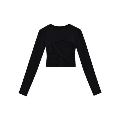 Sexy Pure Desire Style Sling Design Sense Sneaky Design Hot Girl Long Sleeve T-shirt