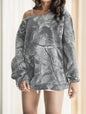 Women's Oblique Shoulder Long Sleeve Printed Casual Sweatshirt For Everyday Wear