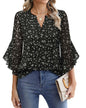 Women's Three-quarters Sleeve Tops Dressy Casual Business Work Blouses Chiffon Office Shirts