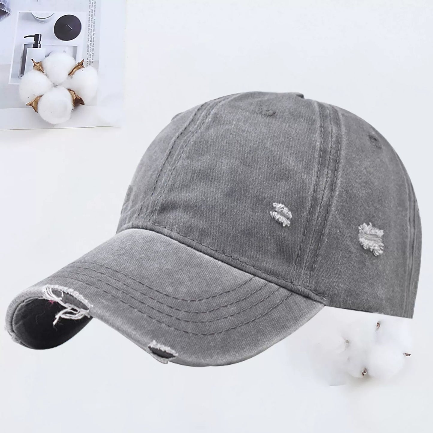 Outdoor Embroidered Printed Washed Hole Baseball Cap