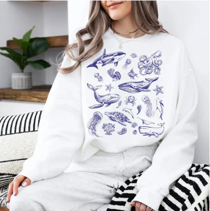 Female Creative Cartoon Print Casual Sweatshirt
