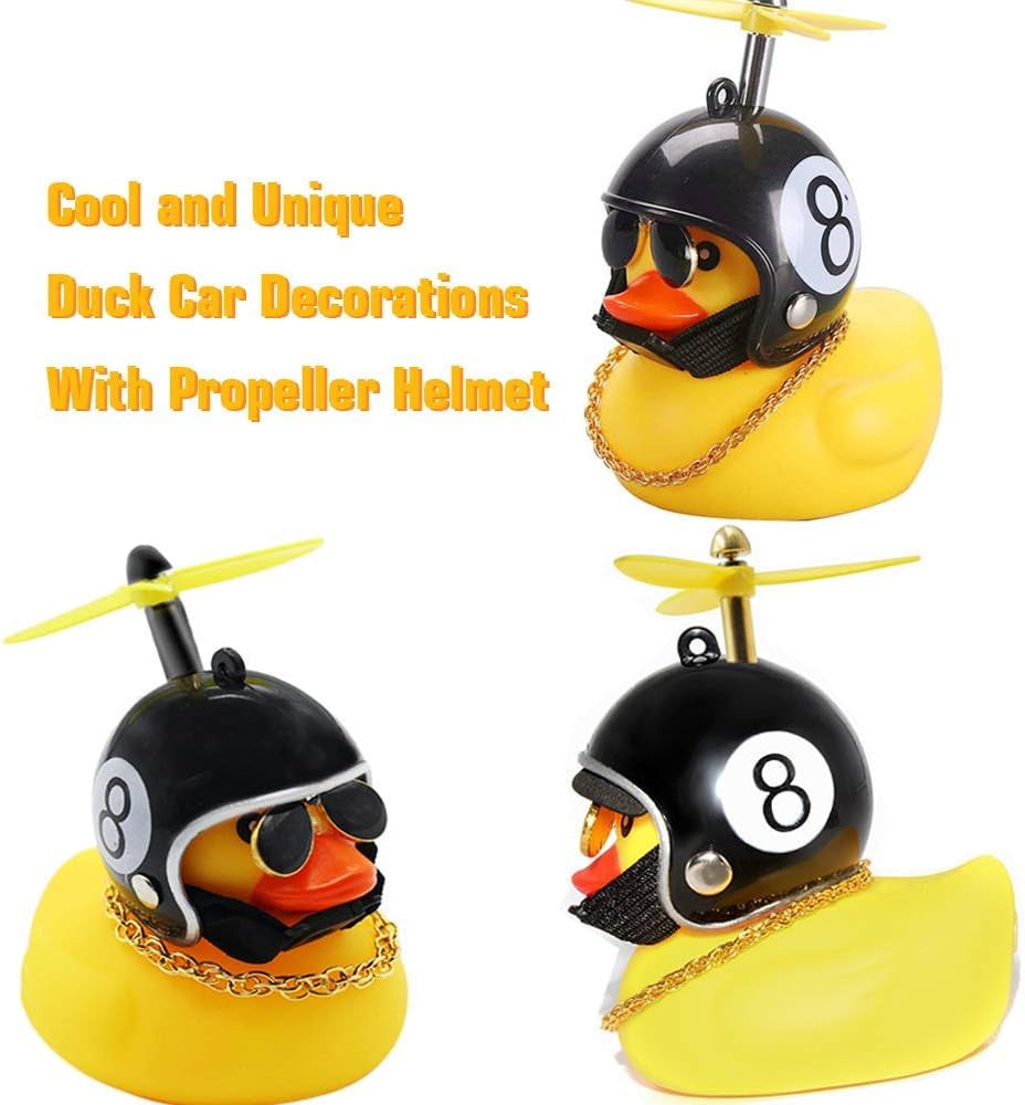 Rubber Duck Toy Car Ornaments and Rubber Duck Car Ornaments, Funny Shake Duck Car Pendant Yellow Duck Car Dashboard Decorations with Propeller Helmet for Car Interior Decors