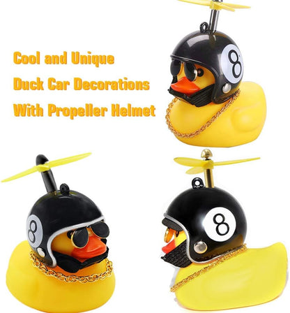 Rubber Duck Toy Car Ornaments and Rubber Duck Car Ornaments, Funny Shake Duck Car Pendant Yellow Duck Car Dashboard Decorations with Propeller Helmet for Car Interior Decors