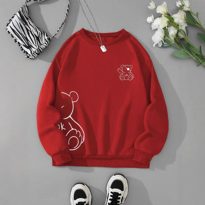 Kawaii OK Teddy Bear Printing Sweatshirts For Women Classic