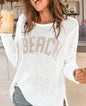 Women Casual Fashion Long Sleeve Letter Loose Knit Pullover Sweater