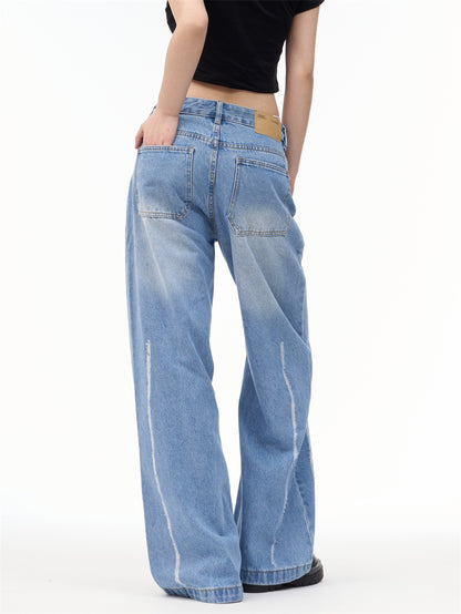 Female American Retro Personalized Split Wide Leg Pants