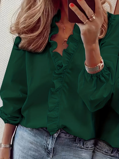 Women's Ruffle Sleeve Casual Shirt