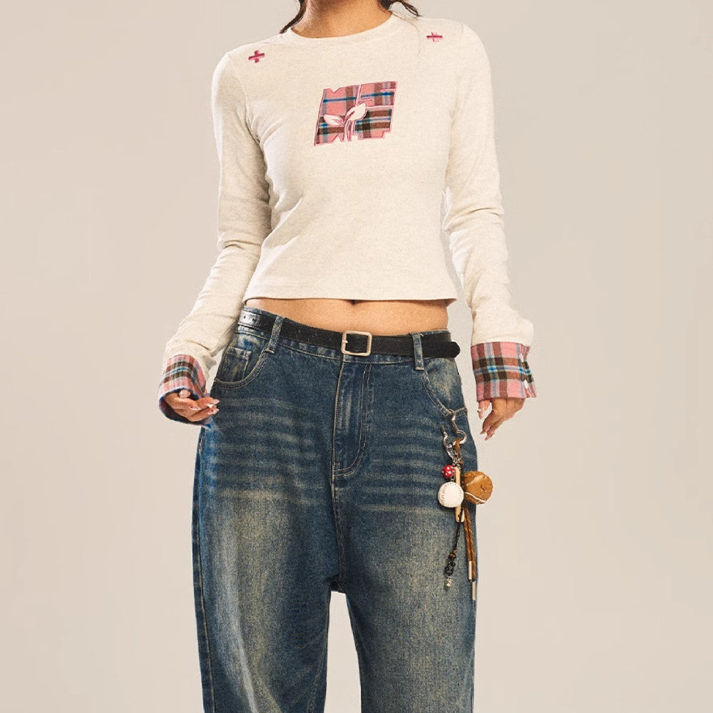 Sprout Plan Checkered Cloth Cover Long Sleeve Female