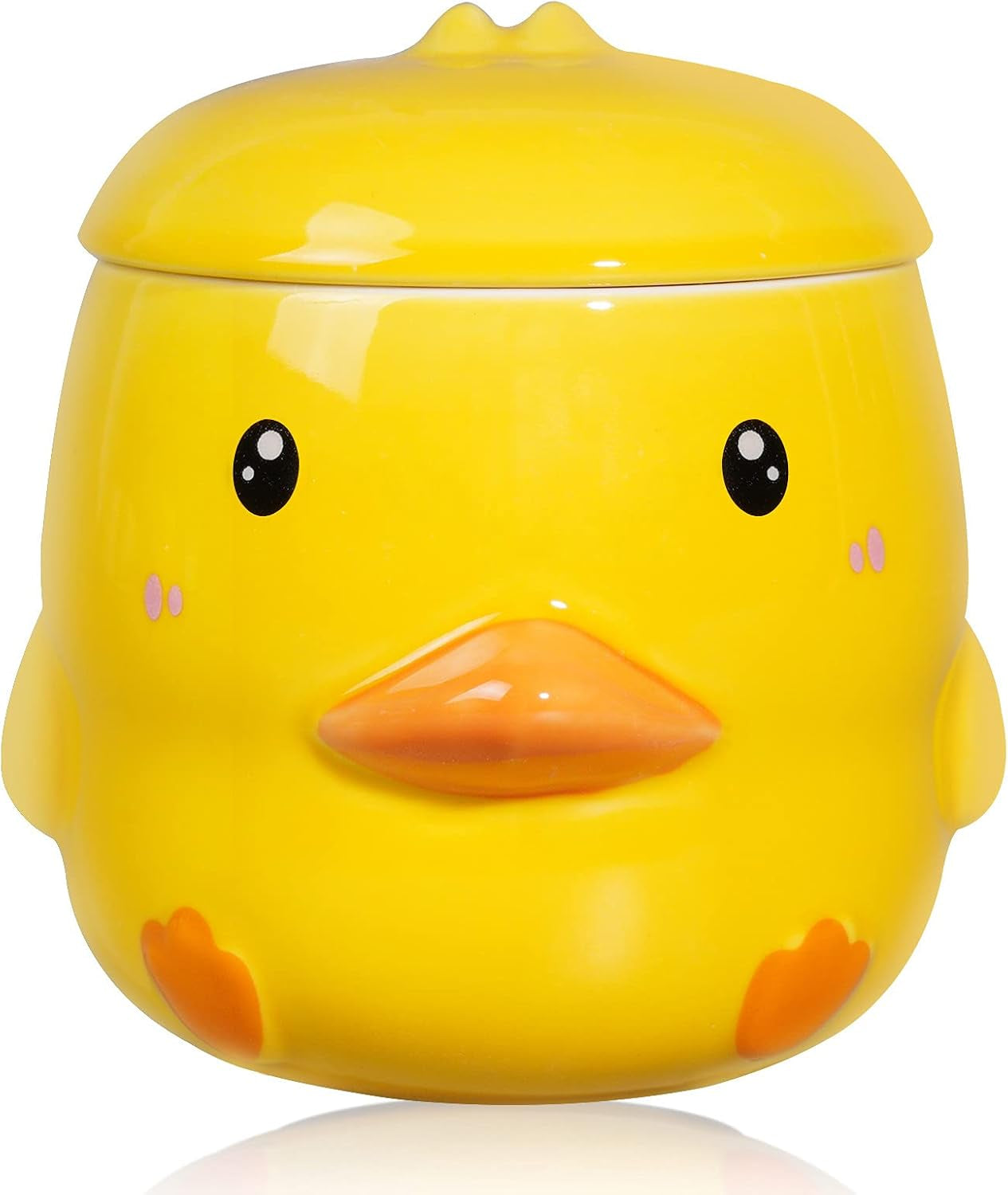 Funny Ceramic Duck Coffee Mug 14 Oz Tea Cup for Women Cute Yellow Mug with Lid