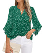 Women's Three-quarters Sleeve Tops Dressy Casual Business Work Blouses Chiffon Office Shirts
