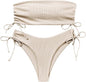 Summer Tube Bikini With Drawstring Design Solid Color Sexy Swimsuit For Beach Party Womens Clothing