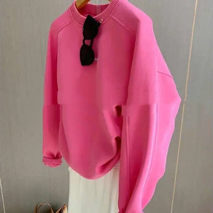 Rose Red Hoodless Sweater Design Sense Bottoming Velvet Padded Top