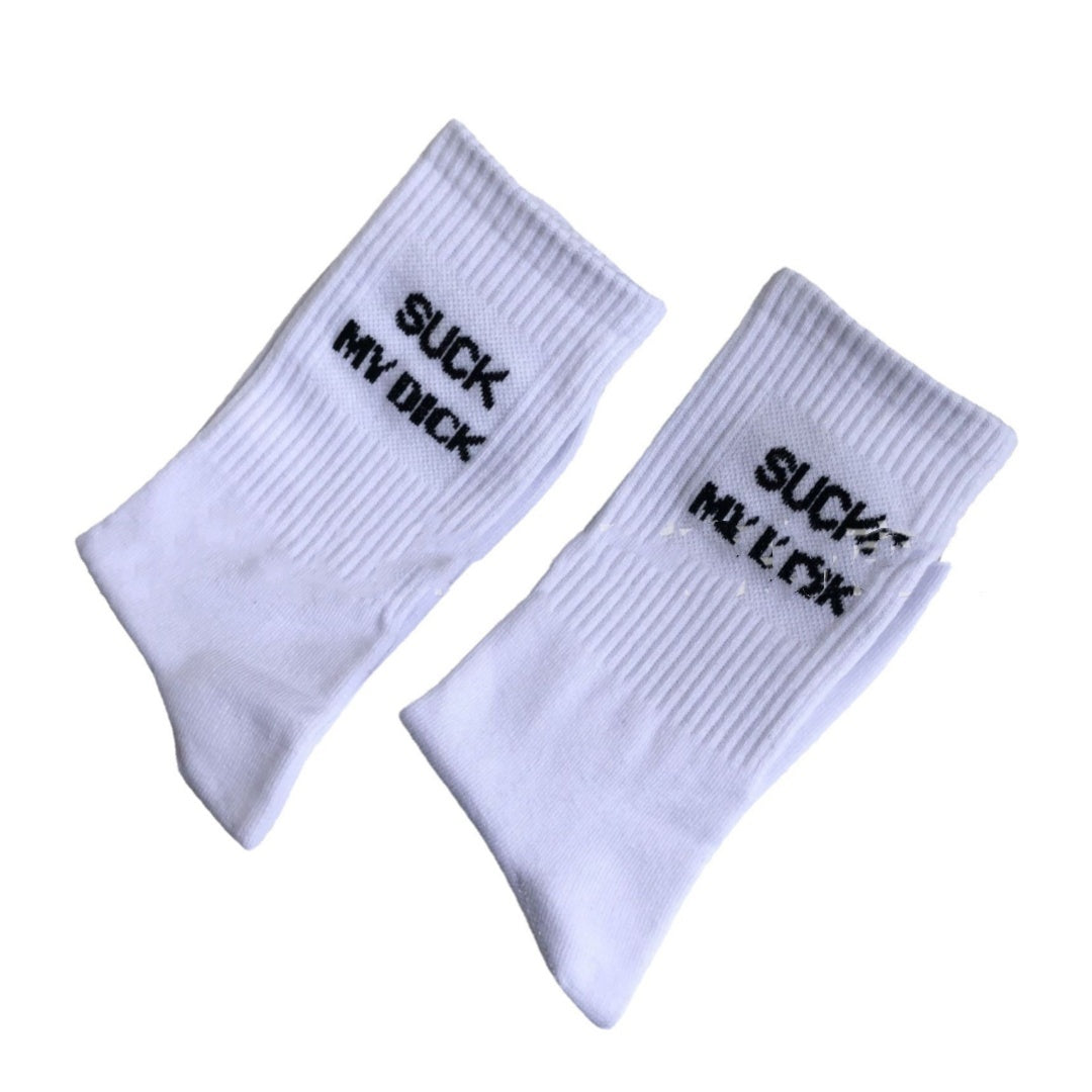 Men's Simple Casual White Letter Cotton Sock