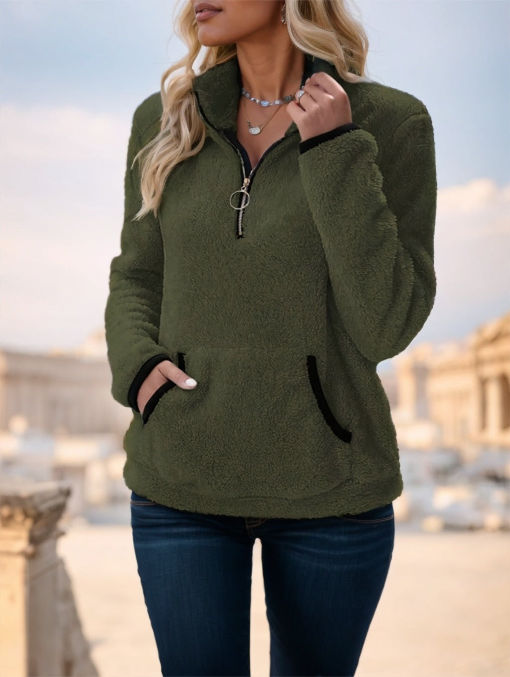 Color Block Pullover Sweatshirt