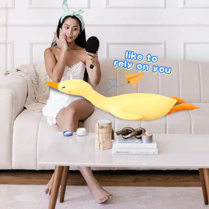 Goose Plush Toy Cute Duck Plushie Hugging Plush Pillow Duck Stuffed Animal for Kids and Friends (Yellow round Eyes,43.3'')