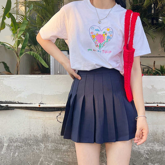 Japanese Retro Printed Letter Chic Short Sleeved T-shirt For Women