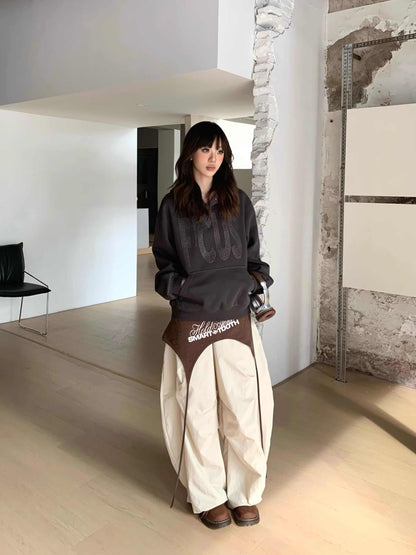 Couple Rhinestone Letter Hooded Short Sweater