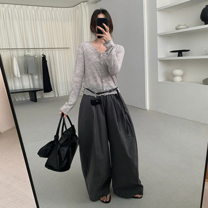 Tree Fungus-like Lacework Knitted Button Cardigan