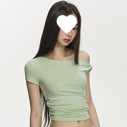 Pure Desire Style Short Cotton Short Sleeve Slim Slimming Sense Of Design Top For Women