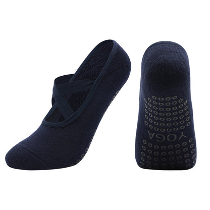 Non-slip Glue Women's Antibacterial Cotton Cross Strap Yoga Socks