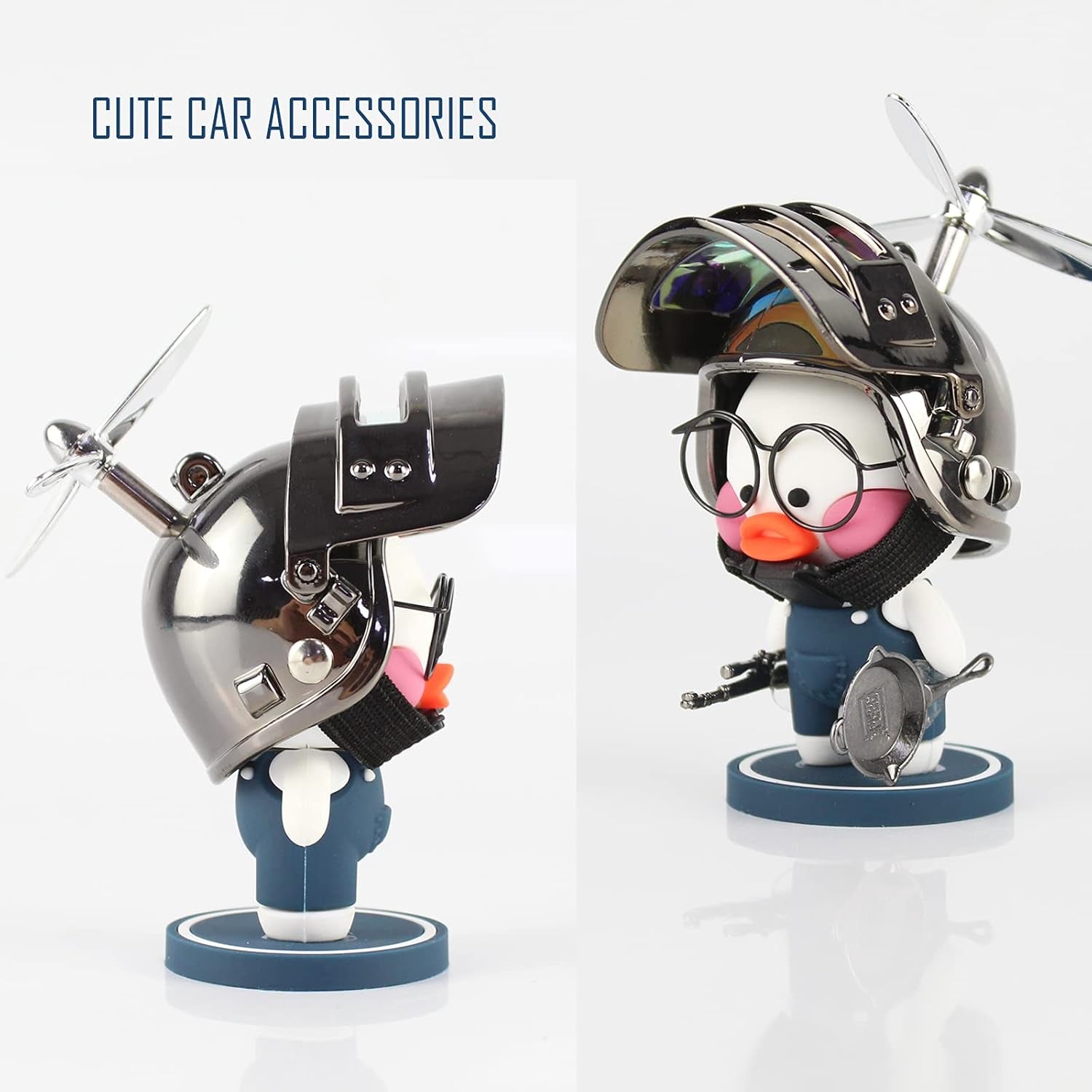 Car Dashboard Ornament Cute Rubber Duck，Office Car Cab Ornaments,Cool Spectacled Duck