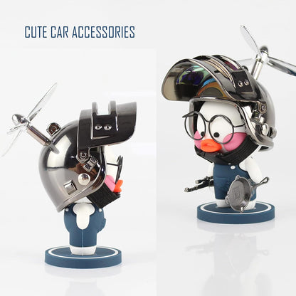 Car Dashboard Ornament Cute Rubber Duck，Office Car Cab Ornaments,Cool Spectacled Duck