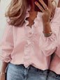 Women's Ruffle Sleeve Casual Shirt
