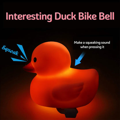 Rubber Duck Car Ornaments Pink Duck Bike Bell Cute Duck Car Dashboard Decorations Squeeze Duck Bicycle Horns with Propeller Helmet, Bandage and Gold Chain