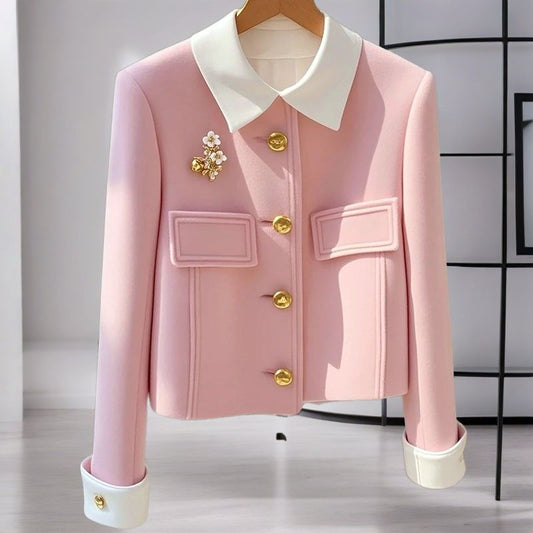 Color Thick Wool Fashionable Jacket Women's Autumn Small