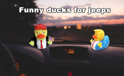 Trump Duck Trump Ducks for Jeeps Rubber Ducks Holding United States Lapel Flag Pin Car Dashboard Ornaments, Trump Merchandise Can Also Be Used for Bathing Trump with a Red Hat