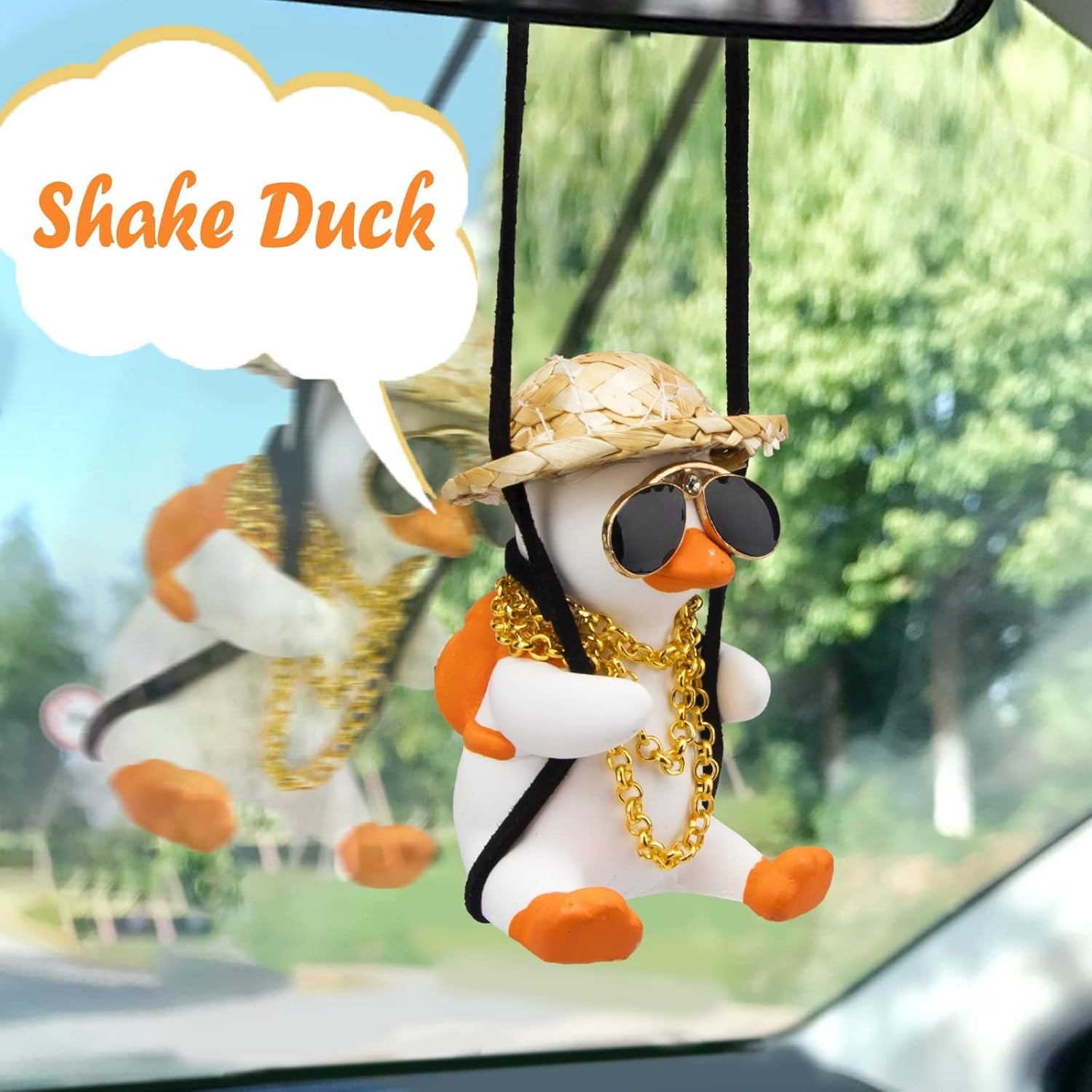 Rubber Duck Toy Car Ornaments and Rubber Duck Car Ornaments, Funny Shake Duck Car Pendant Yellow Duck Car Dashboard Decorations with Propeller Helmet for Car Interior Decors