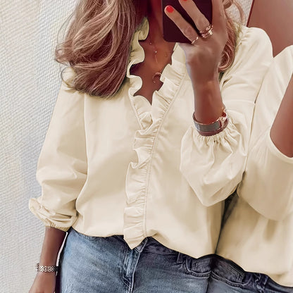 Women's Ruffle Sleeve Casual Shirt