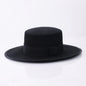 Autumn And Winter New Fashion All-match Flat Top Woolen Bowler Hat