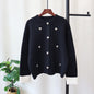 Love Contrast Color Design Knitted Double-faced Woolen Goods Cardigan