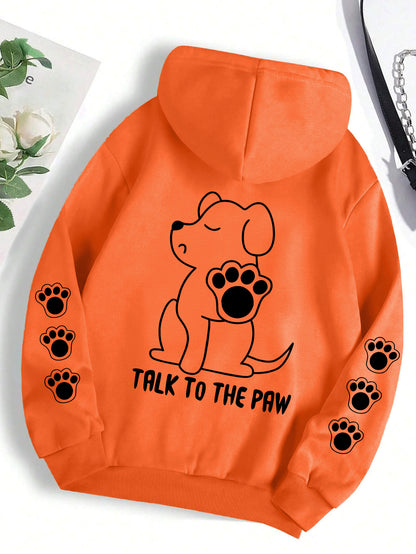 Funny Dog Cartoon Printed Hoodie Women's Warm