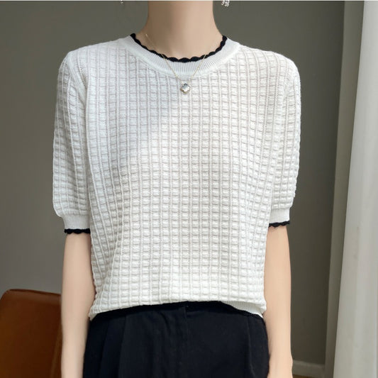 Cotton Lightweight Elegant Knitwear T-shirt