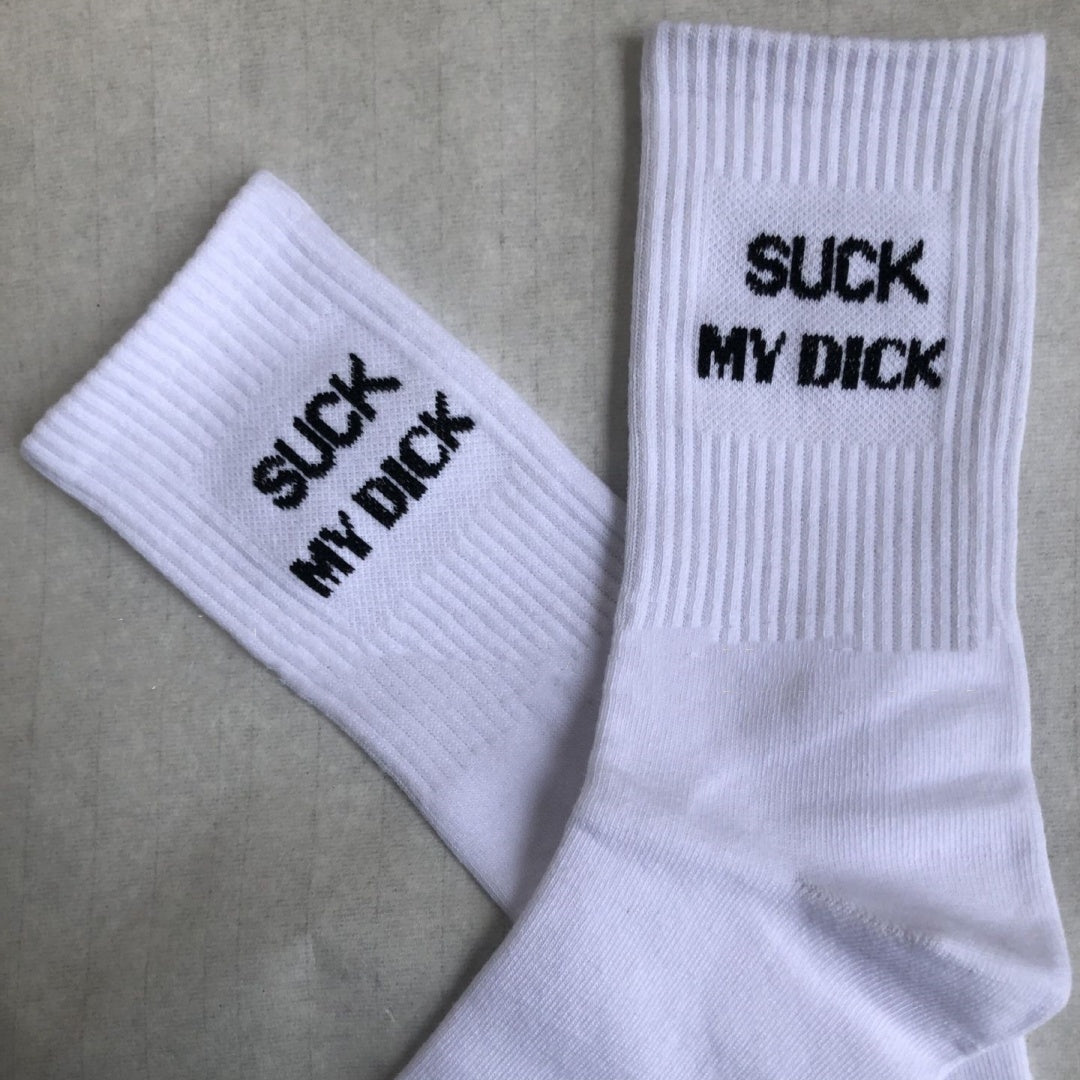Men's Simple Casual White Letter Cotton Sock