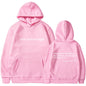 Fleece-lined Plain Letter Print Pocket Drawstring Print Hoodie