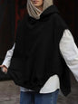 Women's Solid Color Style Loose Sleeveless Hooded Jacket Sweater