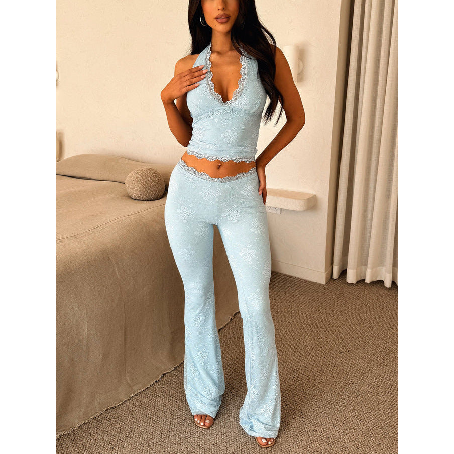 Women's Lace Athletic Clothing Blouse And Pants