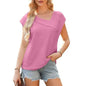 Summer Diagonal Collar Fashion Casual Short-sleeved Fashion T-shirt For Women