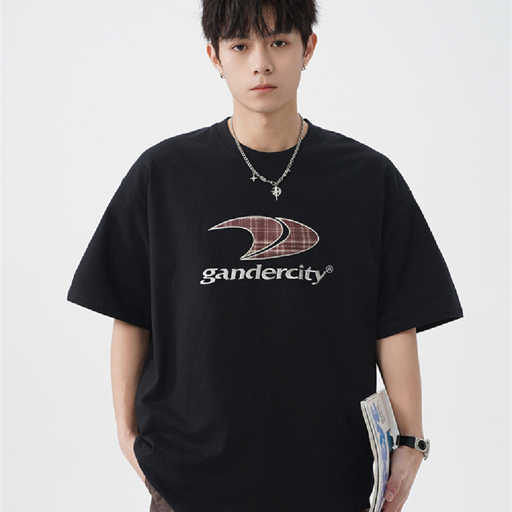 Retro Contrast Color Check Printed T-shirt For Men