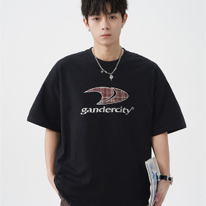 Retro Contrast Color Check Printed T-shirt For Men