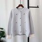 Love Contrast Color Design Knitted Double-faced Woolen Goods Cardigan
